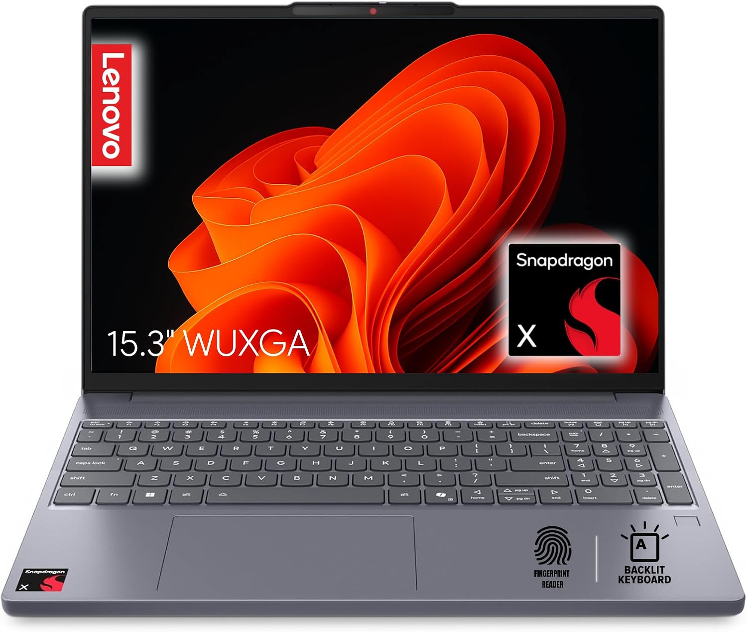 Lenovo IdeaPad Slim 3X - 15.3' WUXGA Touchscreen Laptop - Snapdragon X 8-Core - 16GB DDR5 RAM - 2TB SSD Storage - Backlit Keyboard - Fingerprint Reader - Office 365 for Web