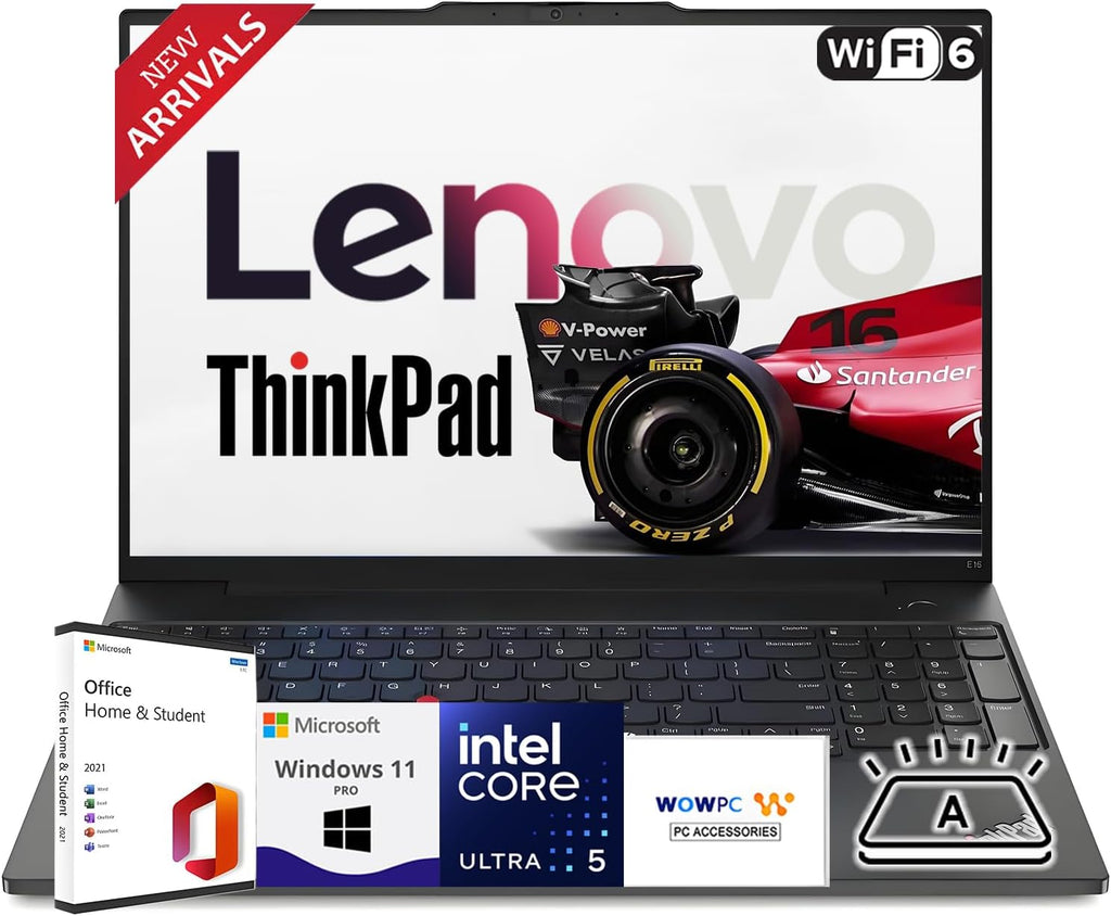 Lenovo Newly Released 16' Thinkpad Touchscreen Laptop(2025/2026 Edition) with Microsoft Office, Intel Core Ultra 5 125U, 64GB RAM, 2TB SSD, Backlit Keyboard, Fingerprint Reader, Windows 11 Pro-WOWPC