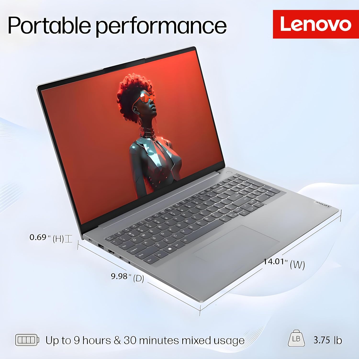 Lenovo 16' FHD Business and Student Laptop Computer, Lifetime Office 365, 13th Gen Intel 14-Core i7-13700H, 8GB DDR5 RAM, 512GB PCIe SSD, WiFi, Fingerprint Reader, Thunderbolt 4, Windows 11 Pro, Gray