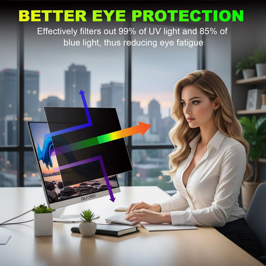 2 Pack Privacy Screen for 34 Inch 21:9 (79.8x34cm) Computer Monitor - Blue Light Filter & Anti-Glare, Removable Screen Privacy Shield | PC Protector Film for Flat and Curved Screens