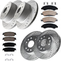Front and Rear Brake Kit Replacement for 2008 2009 2010 2011 2012 2013 Chevy Avalanche Silverado 1500, for GMC Sierra Yukon XL 1500, Cadillac Escalade ESV Drilled Slotted Brakes Rotors Pads