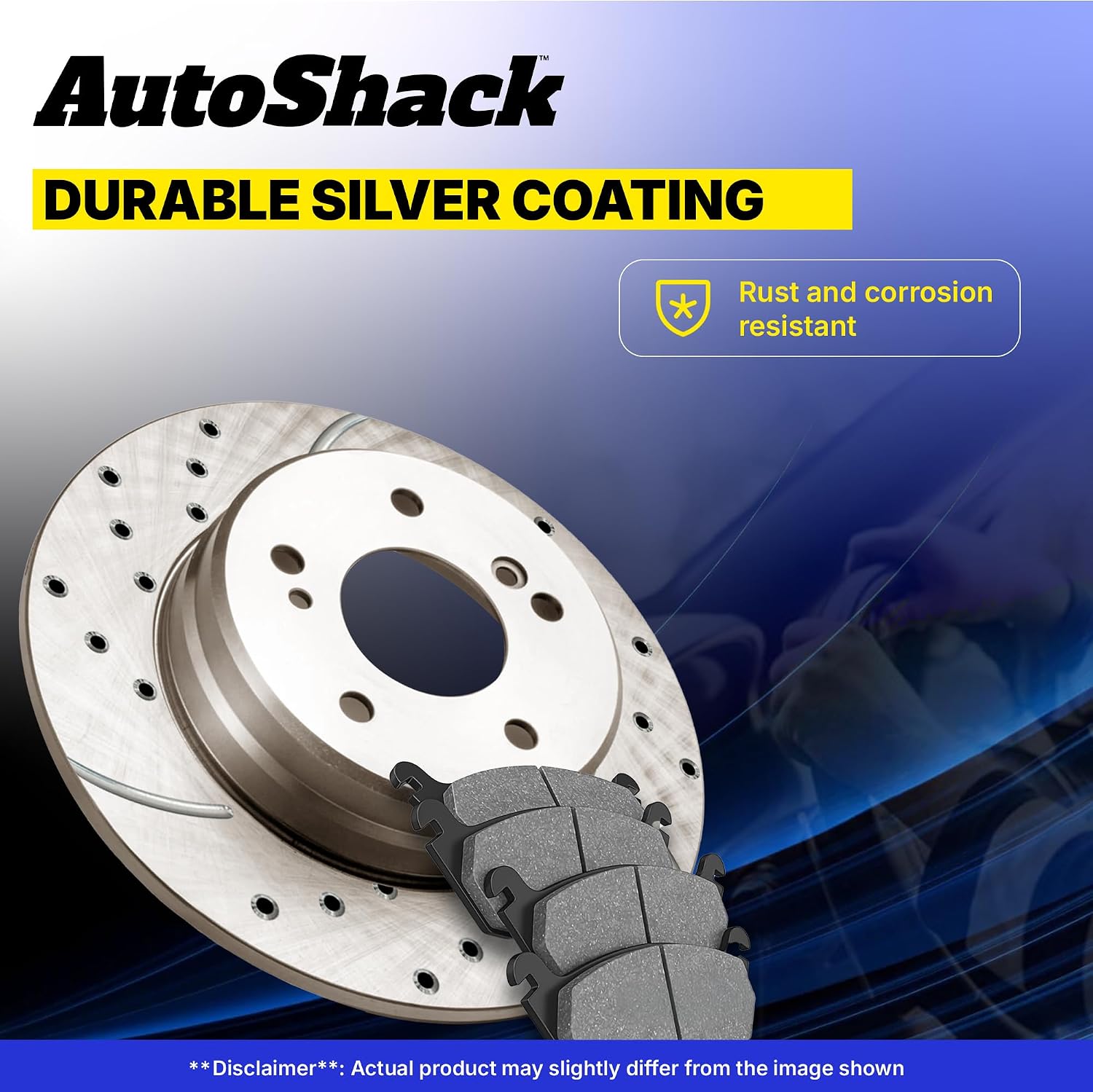 AutoShack Front Brake Rotors & Premium Pads for Ford, Edge 2007-2014, AWD FWD L4 2.0L V6 3.5L 3.7L - Silver Zinc Coated Drilled & Slotted - SilverShield Pro - 12.6' (320 mm), 5-Lug