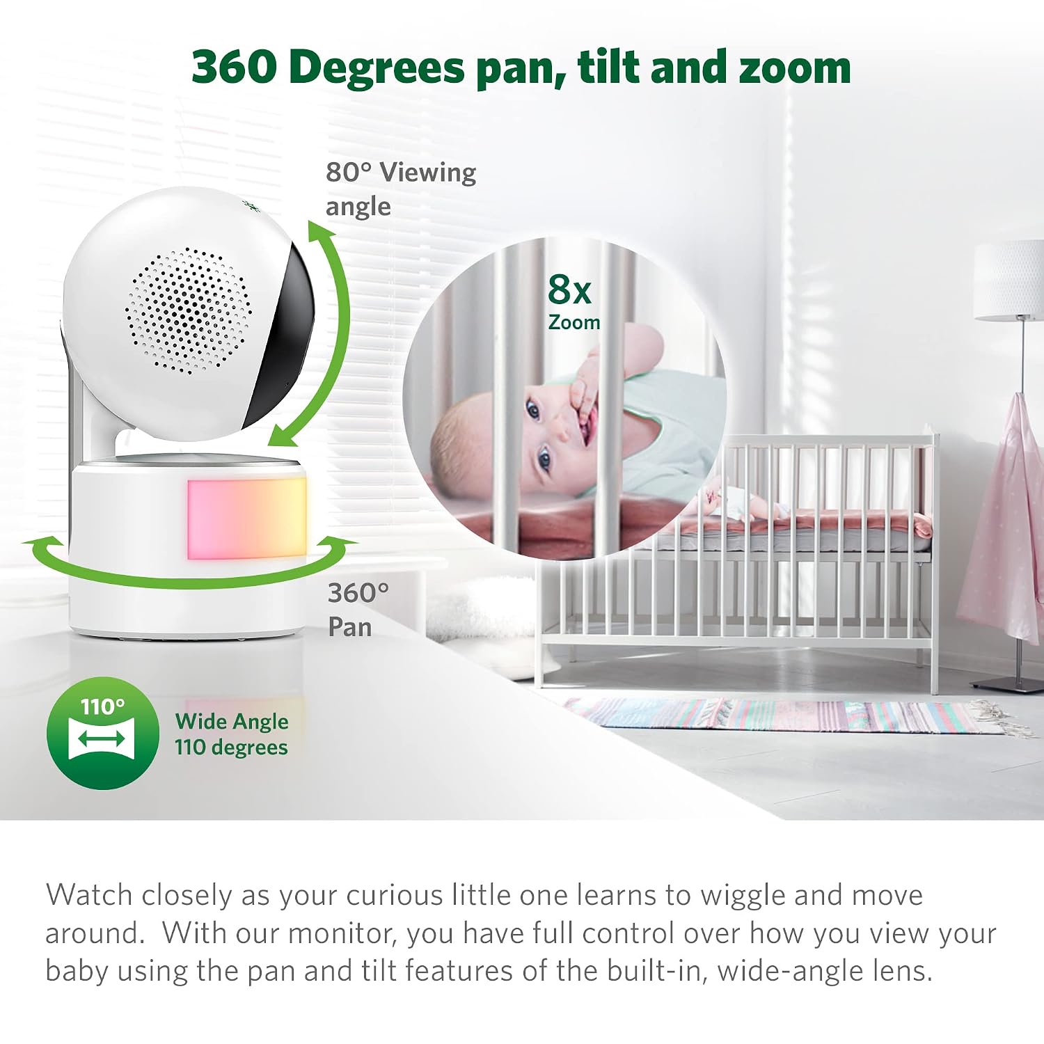 LeapFrog LF915-2HD Baby Monitor, 2 Cameras, 5' 720p Screen, 360° Pan-Tilt-Zoom, Color Night Vision & VTech [Upgraded] VM919HD Baby Monitor, 7' 720p Screen,360 Panoramic Viewing, 110 Wide-Angle View