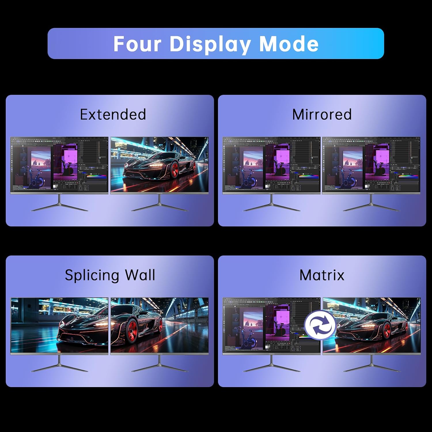 4K@60Hz HDMI 2.0 Dual Monitor KVM Switch 2x1 for 2PC Share 2 Displays and 4 USB 3.0 Ports SPDIF L/R Audio,Copy/Extended Mod compatibile with Windows, Unix and Mac OS X