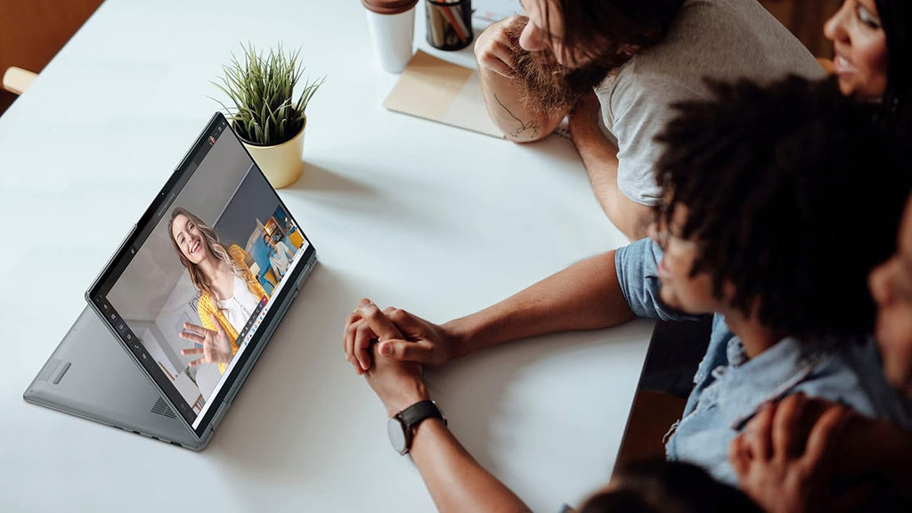 Lenovo ENOVO Yoga 7i 2-in-1 Laptop 14'' 2.2K Touchscreen12th Core i7-1255U Iris Xe Graphics 16GB RAM 1TB SSD WI-FI 6E Thunderbolt 4 Backlit KB w/ FP Windows 11 Pro RATZK 32GB USB, Stone Blue, (82QE)