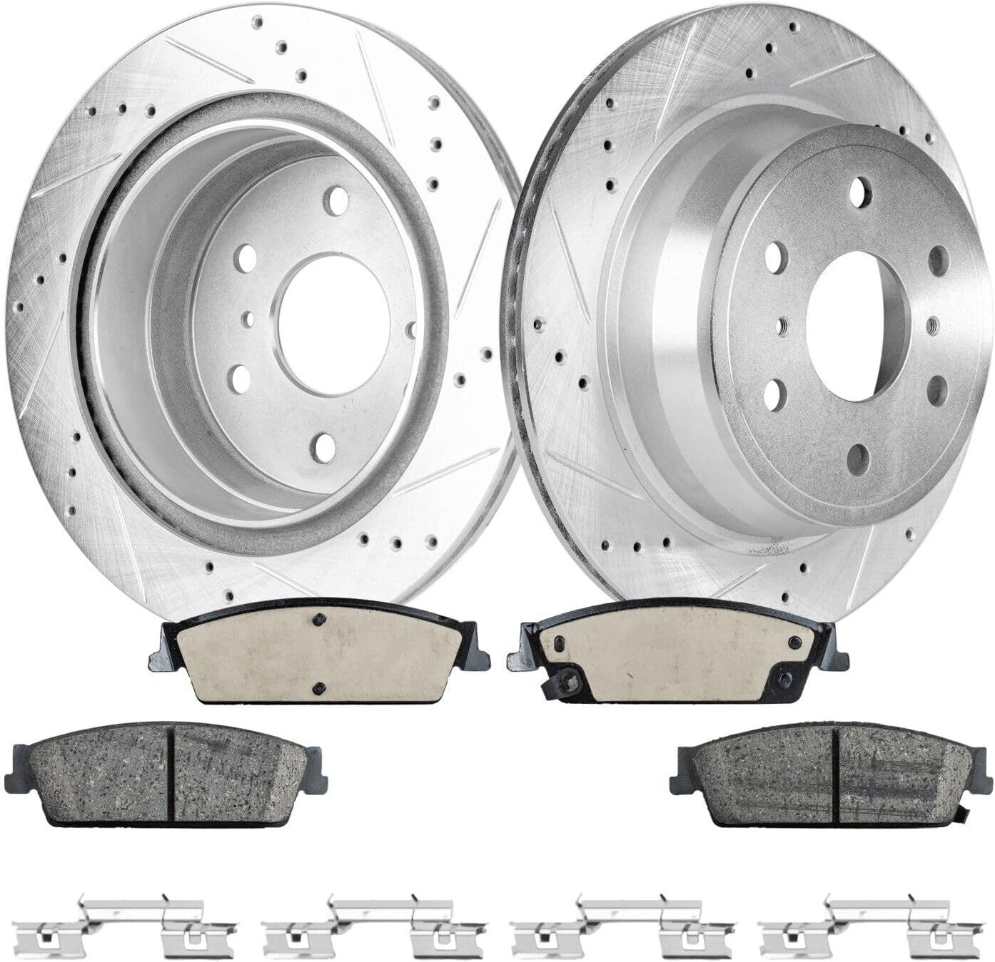 Replacement Rear Brake Disc Rotor and Pad Kit For 2007-2013 Chevy Silverado 1500 Sierra 1500 Mechanics Choice for Cadillac