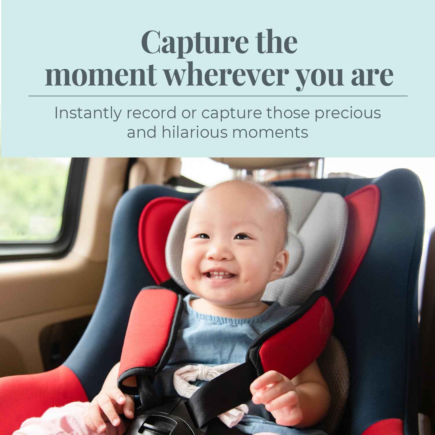 Tiny Traveler Baby Car Camera for 2 Kids, Touch Screen Baby Car Monitor with Power Bank, No WiFi Baby Camera for Car Home Travel, Rear-Facing Car Seat Monitor Night Vision Baby Reminder Alert - Black