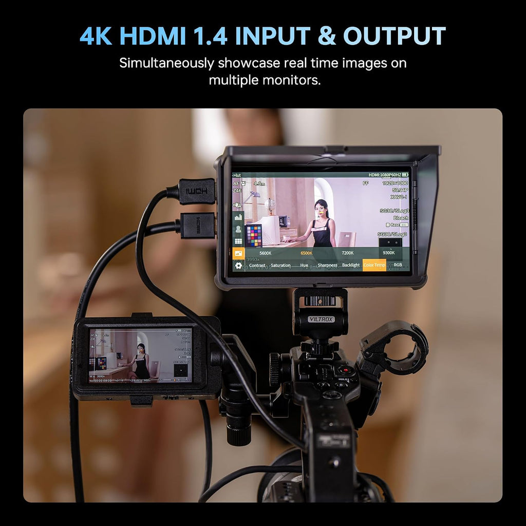 VILTROX DC-L1 7-Inch Touchscreen Camera Field Monitor 1280×800，Supports HDMI 1.4，Custom 3D LUT Import, Vectorscope & Waveform Scopes, Detachable Sunshade, NP-F Battery & Accessories