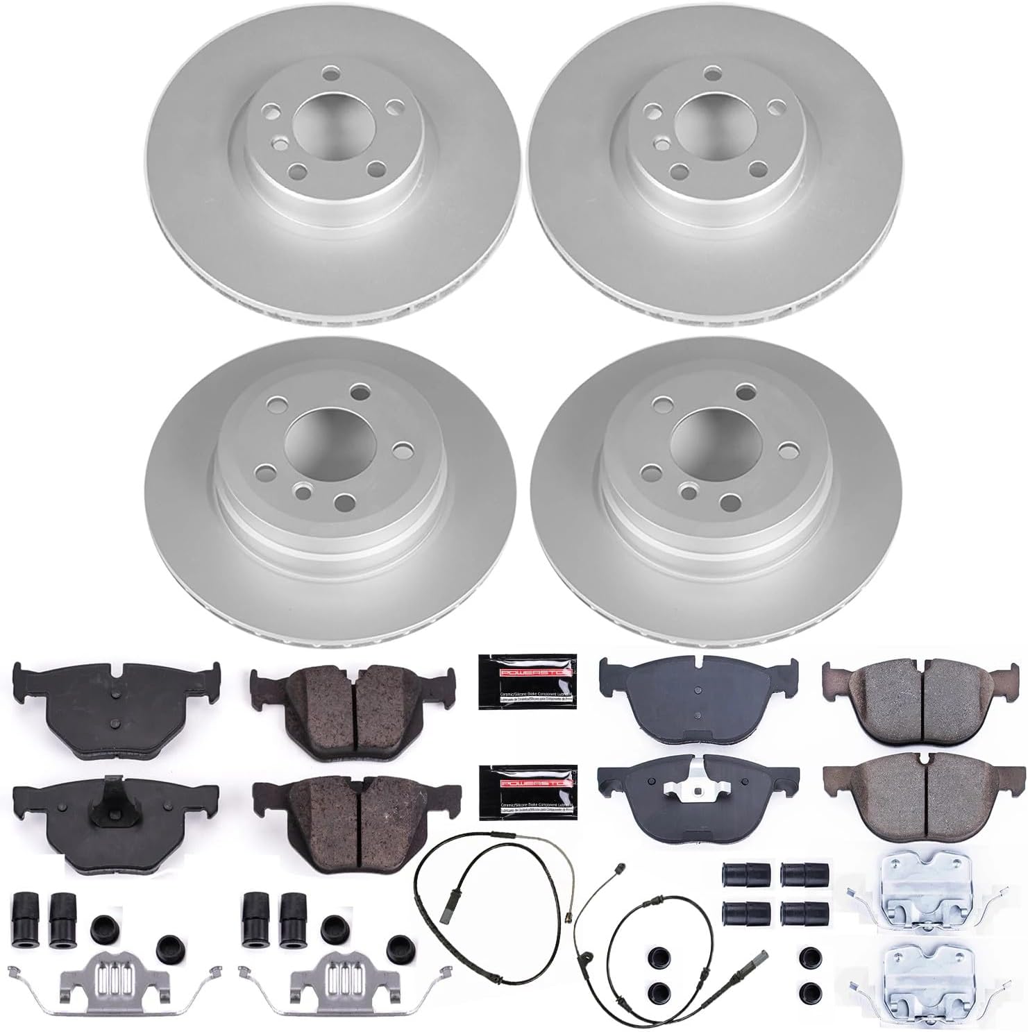 PowerStop Front and Rear Brake Kit for BMW X5 2011-13 | BMW X5 2016-18 - Fully-Coated Disc Rotors with Z23 Carbon-Fiber Ceramic Brake Pads Upgrade, CRK7996
