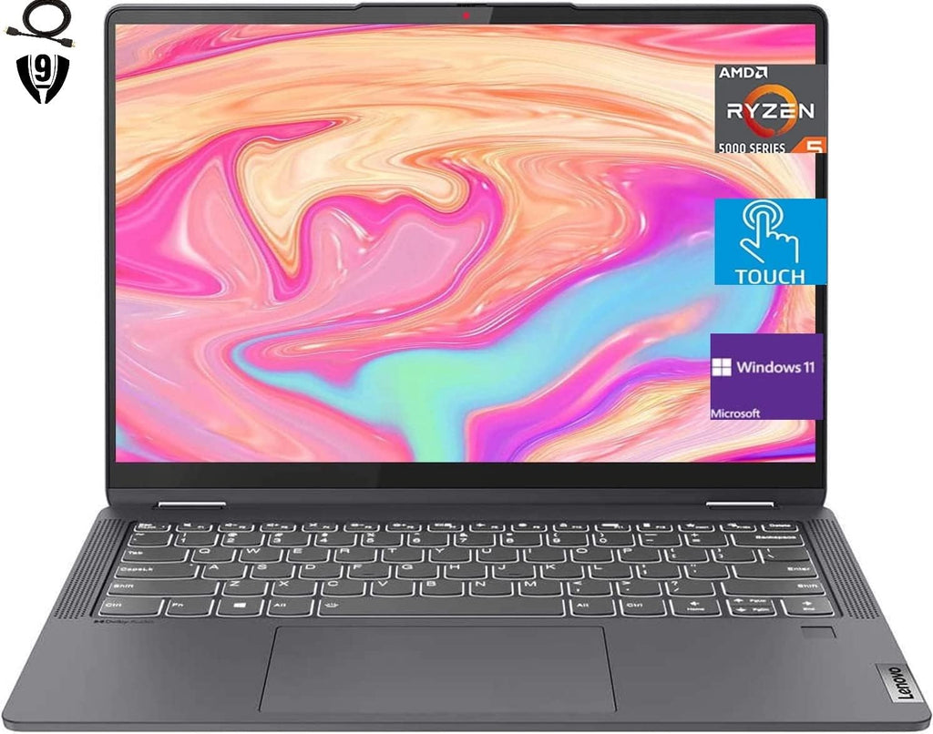 Lenovo Flex 5 14' 2-in-1 Laptop, WUXGA Touchscreen Display, AMD Ryzen 5 5500U, 16GB RAM, 1TB PCIe SSD, Bluetooth, Webcam, Backlit Keyboard, Fingerprint Reader, Windows 11 Home, Grey