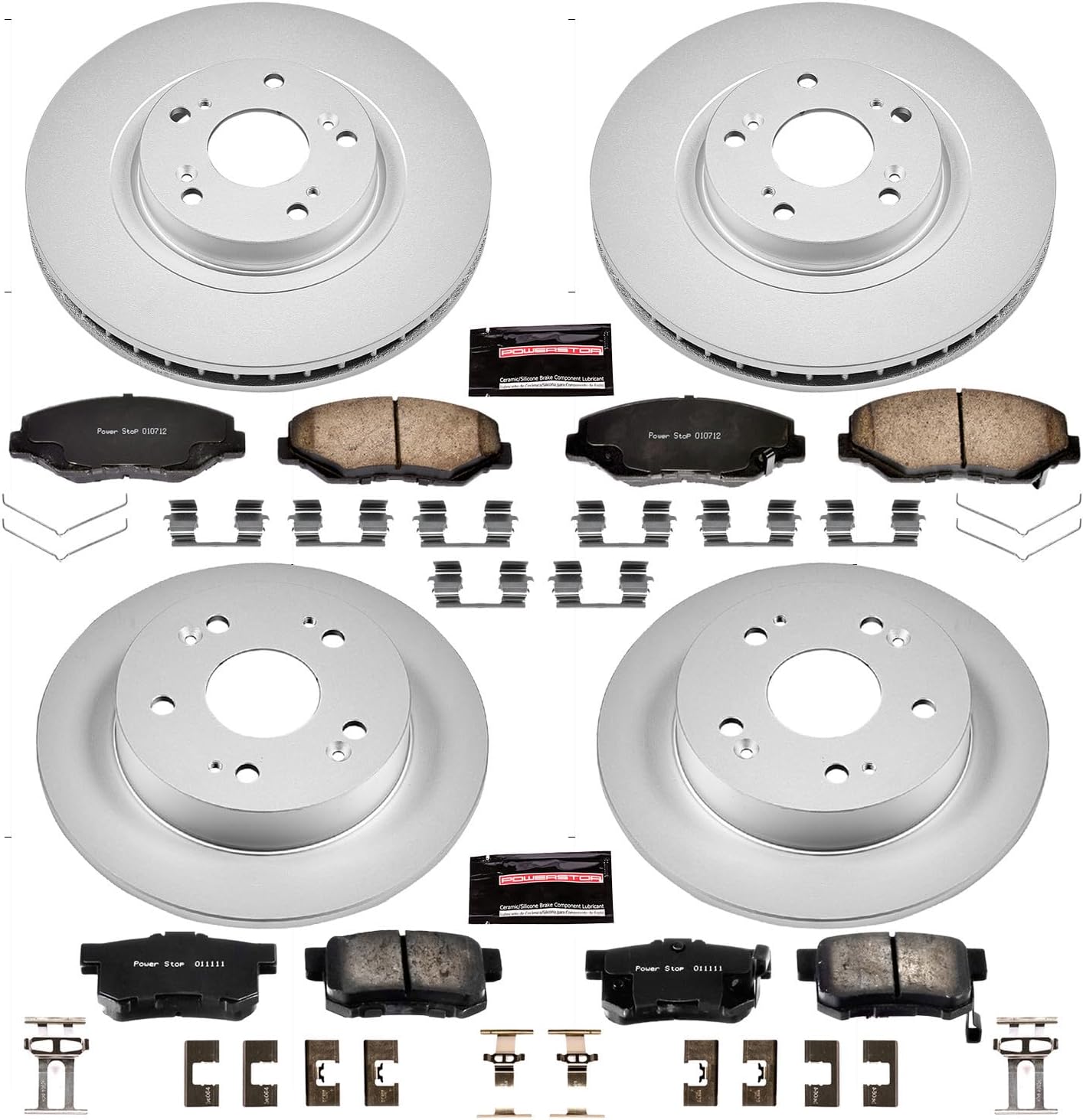 PowerStop Front and Rear Brake Kit for Acura ILX 2013-15 | Honda Civic 2012-15 - Fully-Coated Disc Rotors with Z17 Ceramic Brake Pads Replacement, CRK6327