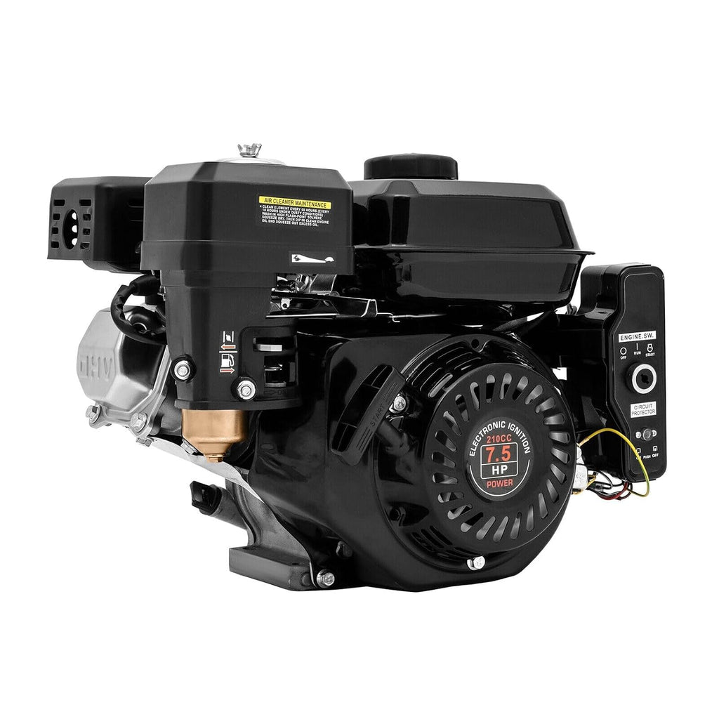 7.5HP 4 Stroke Gas Engine 210CC Electric Start Horizontal Engine OHV Gasoline Engine Upgrade Version for Go Kart Pressure Washers Log Splitters