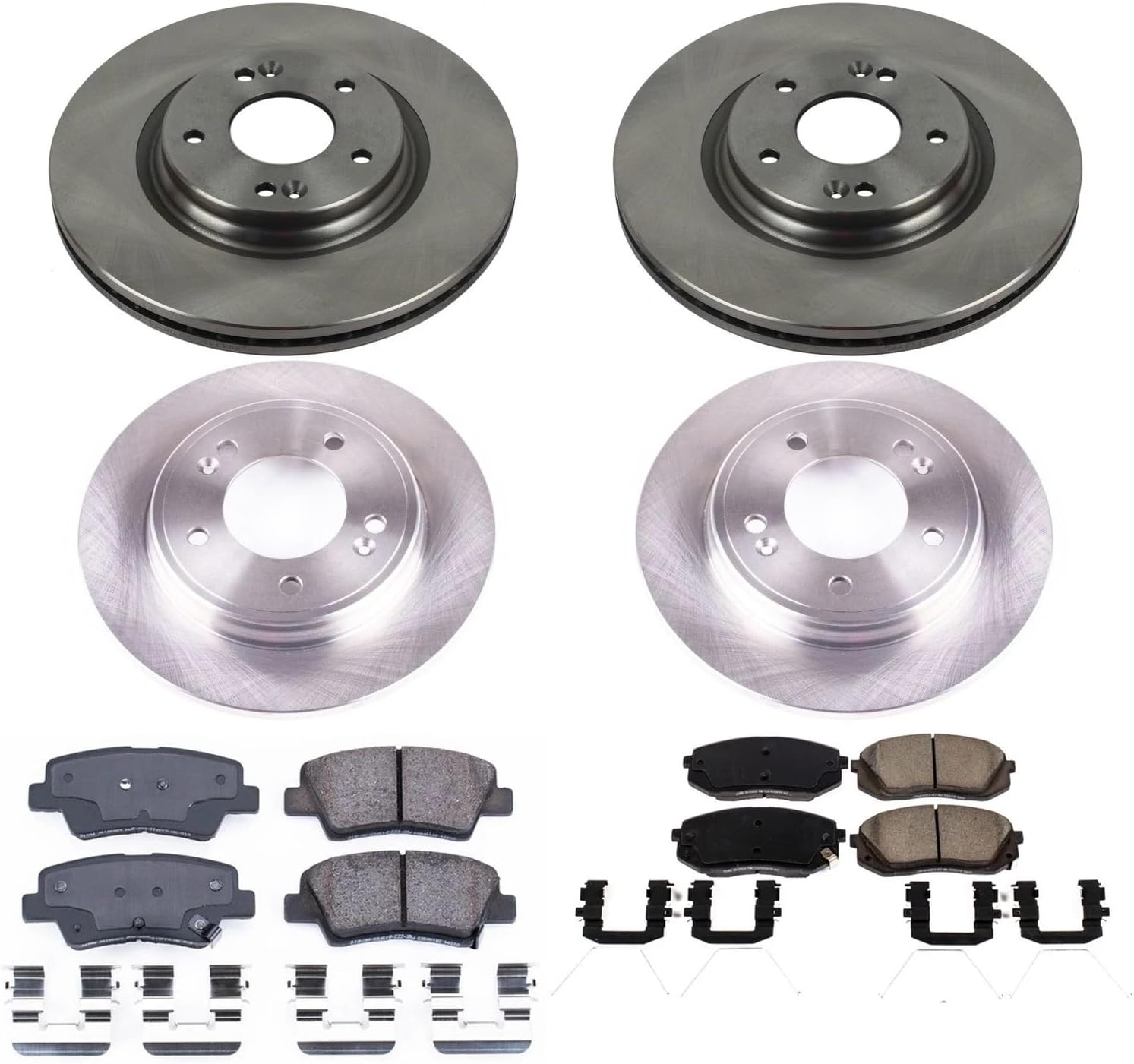PowerStop Front and Rear Brake Kit for Hyundai Veloster 2019-21 | Kia Forte 2020-23 - Z17 Ceramic Brake Pads & Disc Rotors Replacement, KOE8345