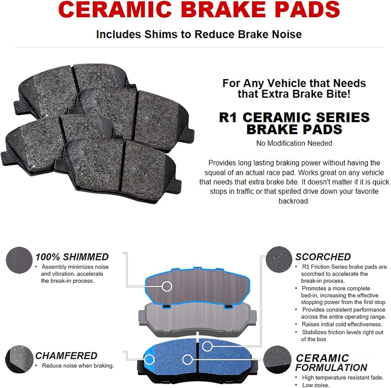 R1 Concepts Front Brake Kit Fits 2011-2019 Ford Fiesta| Ceramic Brake Pads and Slotted Brake Rotors
