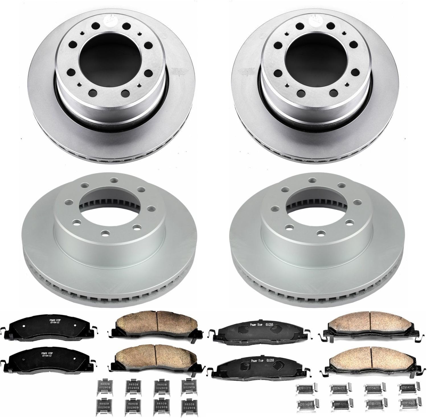 PowerStop Front and Rear Brake Kit for Ram 3500 2013-18 - Fully-Coated Disc Rotors with Z17 Ceramic Brake Pads Replacement, CRK7141
