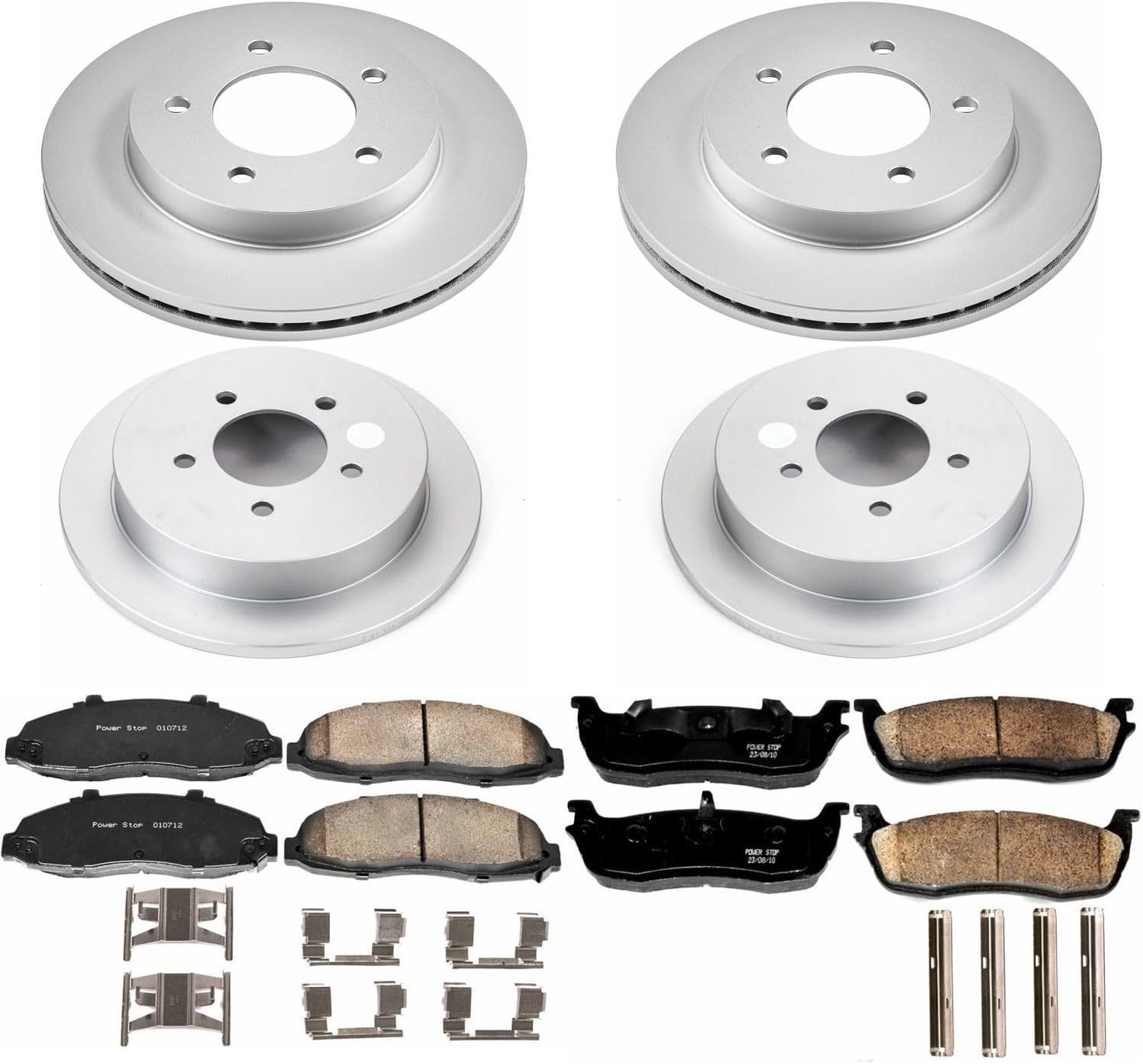 PowerStop Front and Rear Brake Kit for Ford F-150 2000-03 | Ford F-150 Heritage 2004 - Fully-Coated Disc Rotors with Z17 Ceramic Brake Pads Replacement, CRK1868