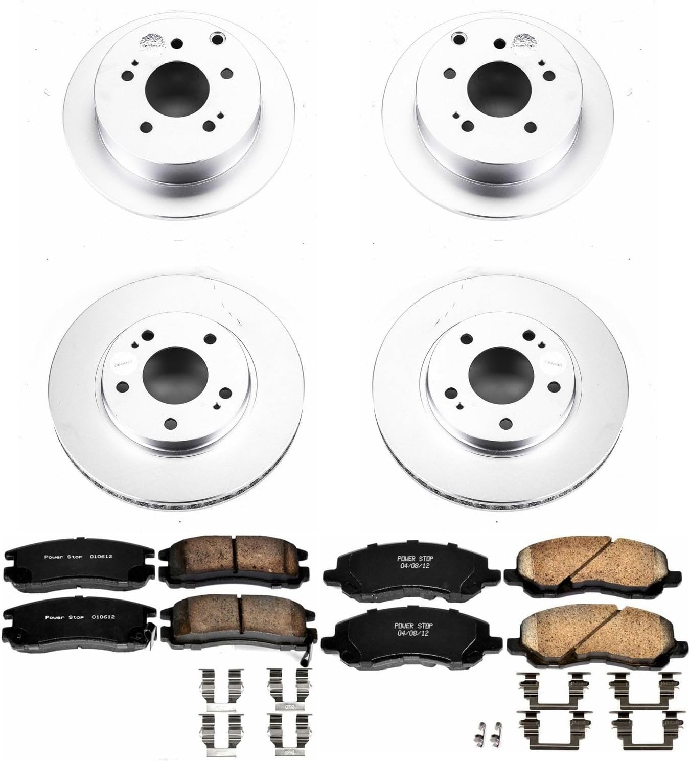 PowerStop Front and Rear Brake Kit for Mitsubishi Galant 2004-12 - Fully-Coated Disc Rotors with Z17 Ceramic Brake Pads Replacement, CRK2395