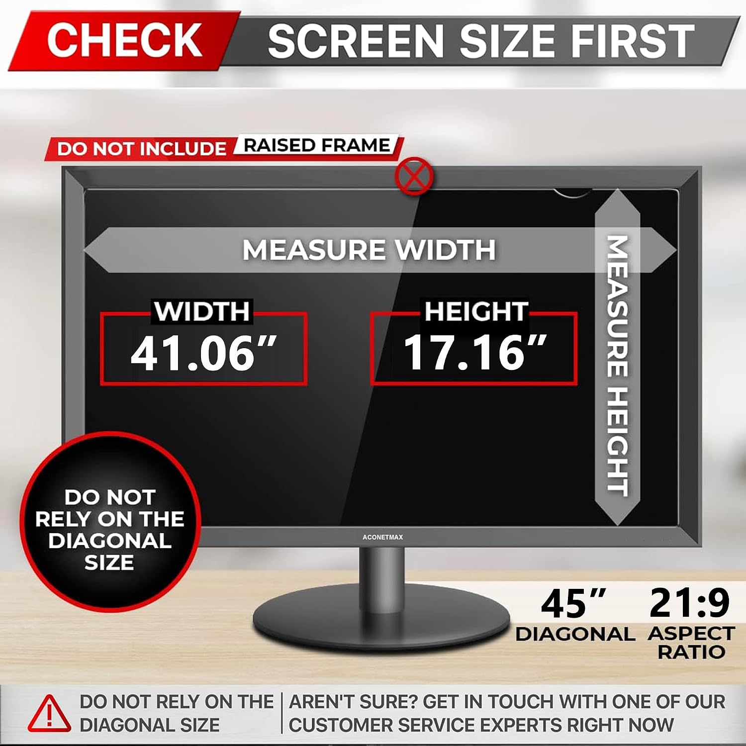 45 Inches Privacy Screen Filter for 21:9 Ultrawide Curved Monitor | Computer Privacy Shield | Anti Glare | Anti Blue Light Protector