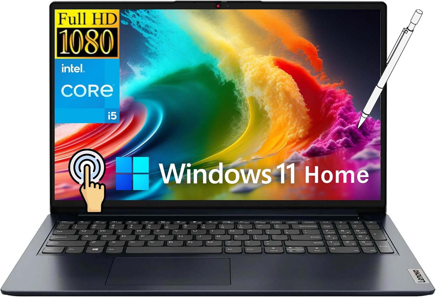 Lenovo IdeaPad 15.6' FHD Touchscreen Laptop for Business & Student & Home, 13th Gen Intel 6-Core i5-1335U, 16GB RAM 512GB SSD, Windows 11 Home, SD Card Reader, Wi-Fi 6, Bluetooth, w/Stylus Pen