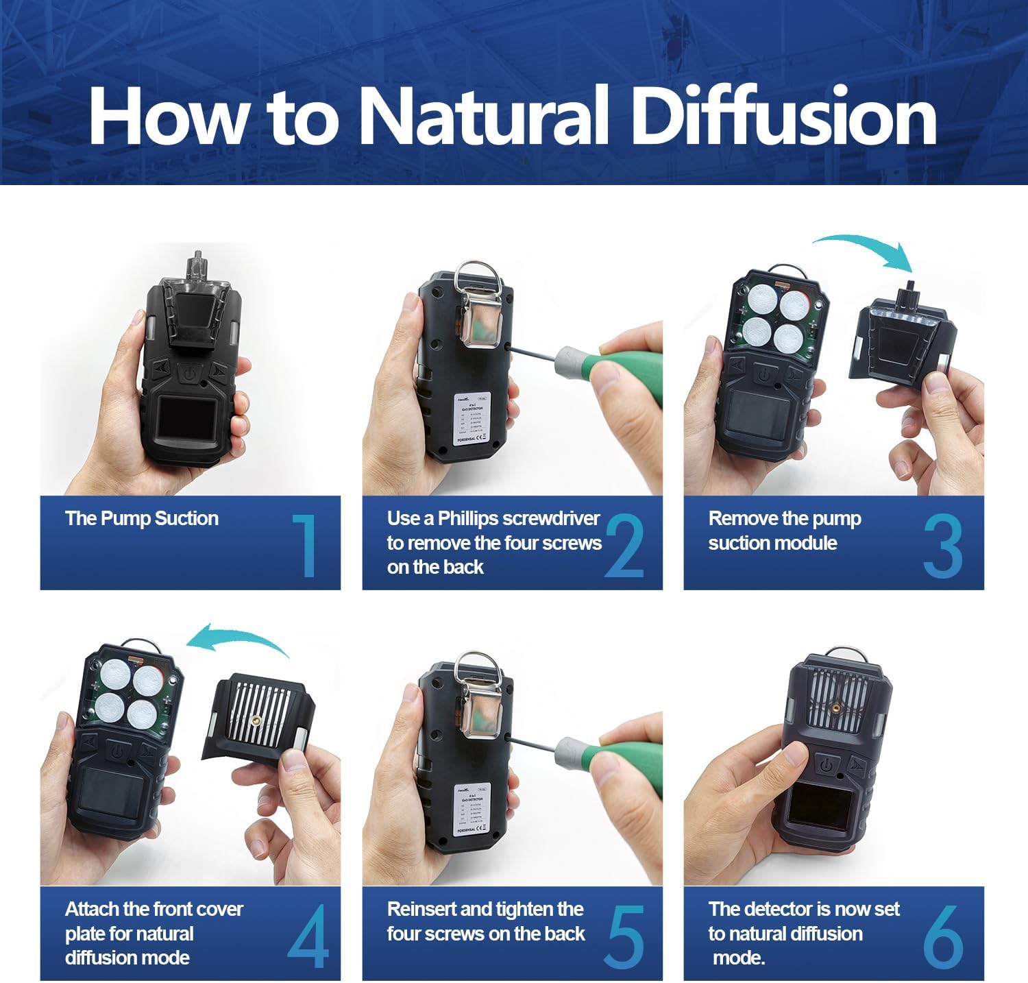 Gas Detector with Pump, 4 Gas Monitor Multi Gas Detector CO EX O2 H2S Monitor, 3000mAh Rechargeable 4 Gas Monitor with Calibration Kit, Portable LCD Display with Clip Sewer Gas Detector 4 Gas Meter