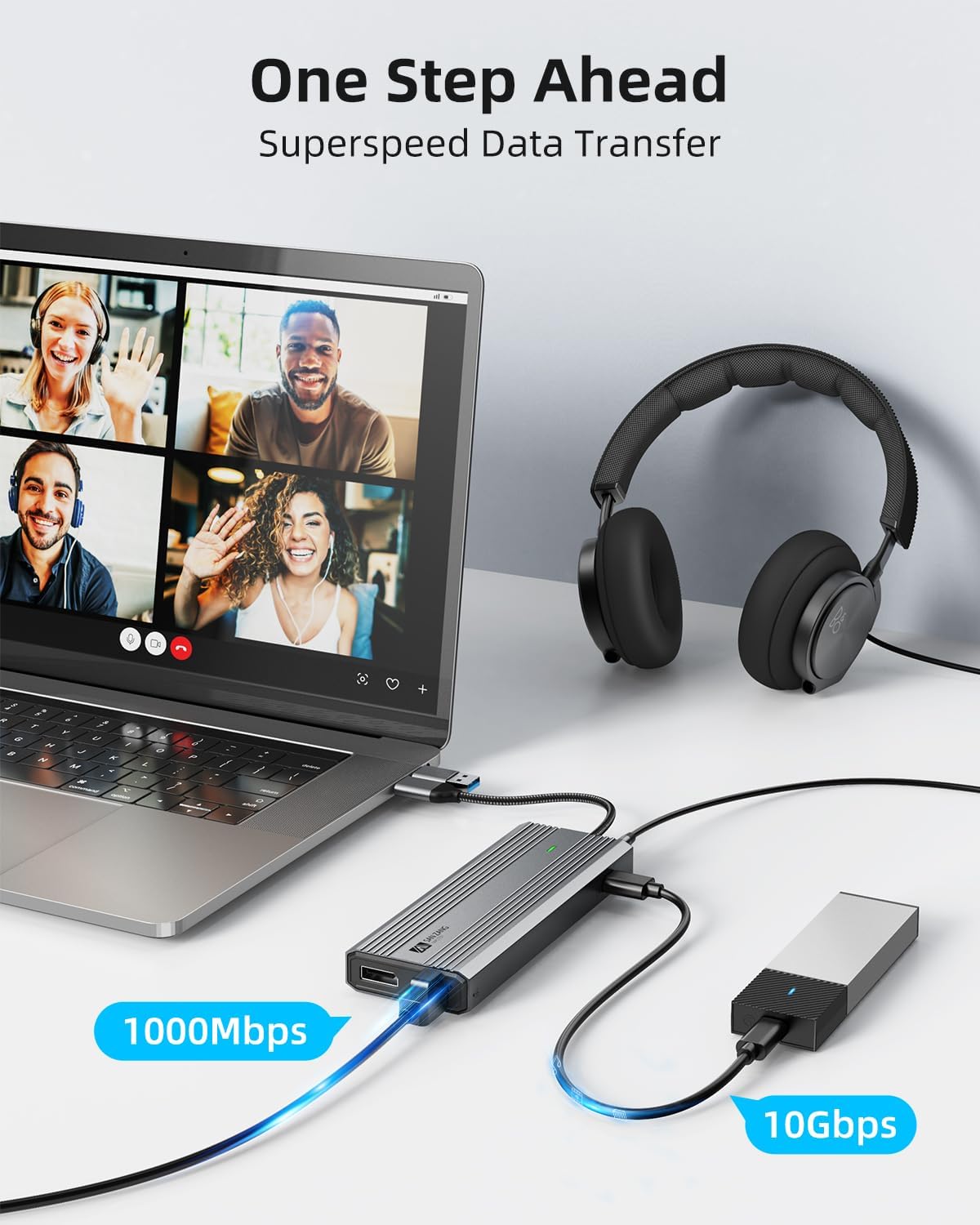 SAN ZANG MASTER Displaylink Dock,Displaylink Docking Station Dual Monitor,10Gbps USB C hub for MacBook M1/M2/M3/Windows,Laptop hub with 2 HDMI 4K,2 PD 4K, Ethernet,USB 3.2,Mic/Audio,100W PD