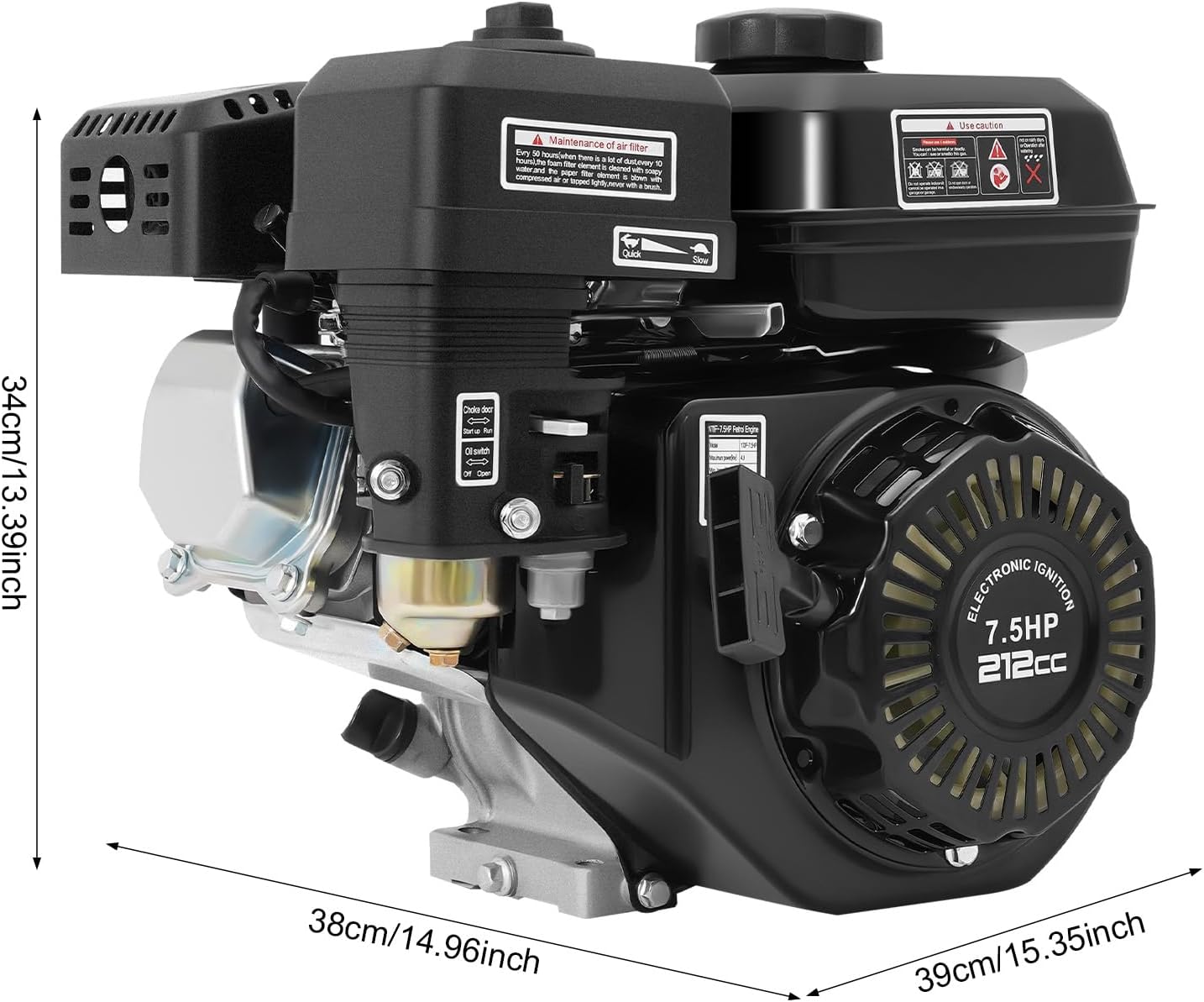DONSU Gas Engine Replacement for Honda GX160 7.5HP 210cc OHV Air Cooled Horizontal 170F Pullstart,Go Kart Log Splitter Lawn Mower Generator