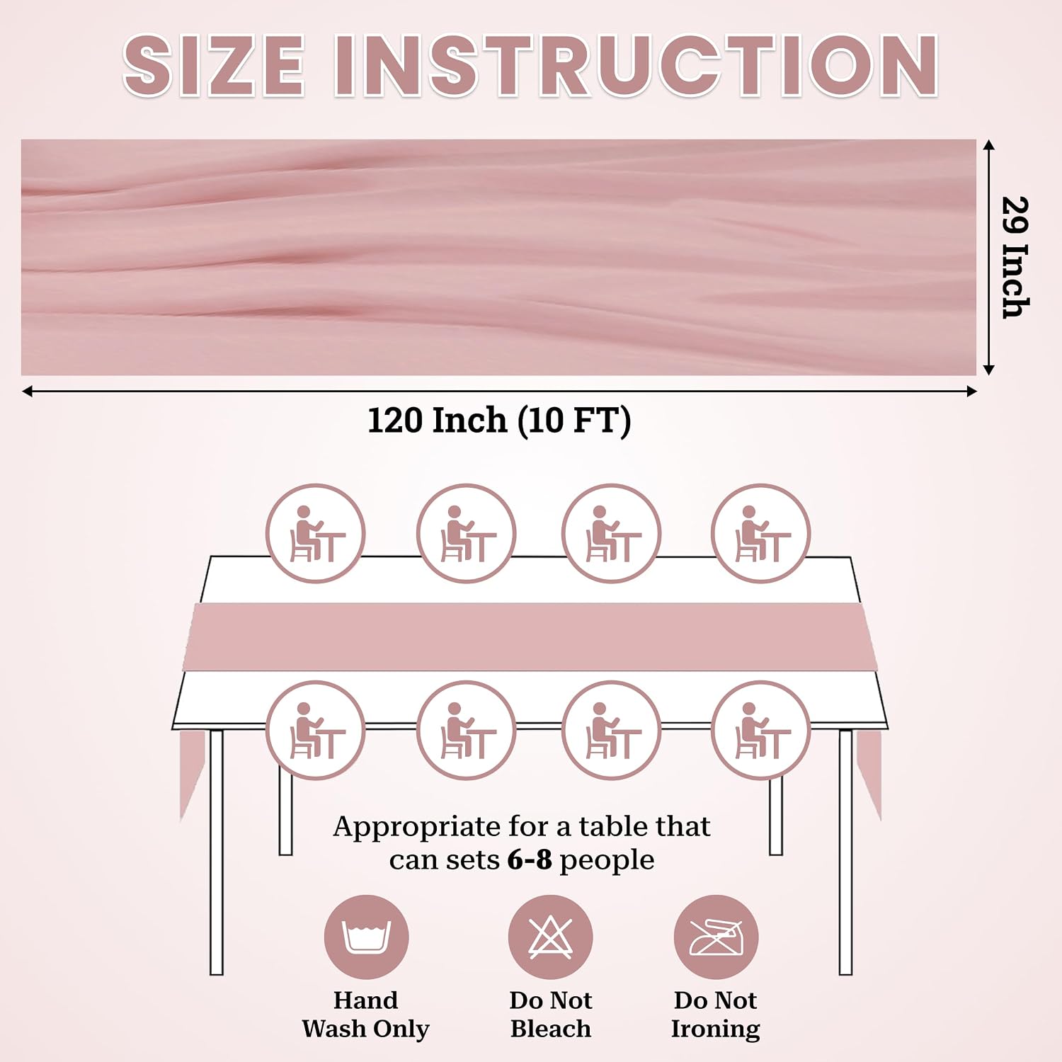 MDS Pack of 15 | Dusty Pink | 10ft Chiffon Table Runner 29x120 Inches Long Romantic Rustic Sheer Gauze Runner for Wedding Bridal Shower Birthday Banquets Engagement Spring Easter Boho Decorations