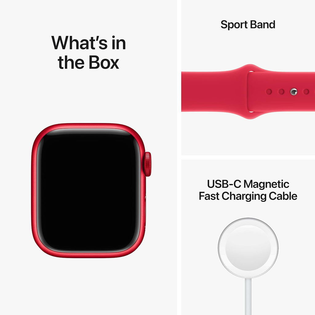 Apple Watch Series 8 (GPS, 41MM) - (Product) RED Aluminum Case with (Product) RED Sport Band S/M (Renewed Premium)