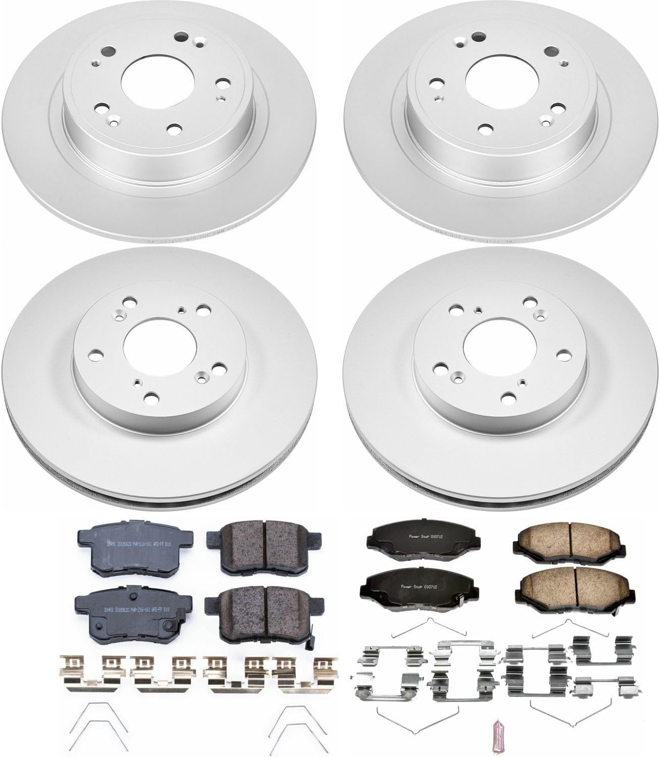 PowerStop Front and Rear Brake Kit for Honda Accord 2011-12 - Fully-Coated Disc Rotors with Z17 Ceramic Brake Pads Replacement, CRK5934