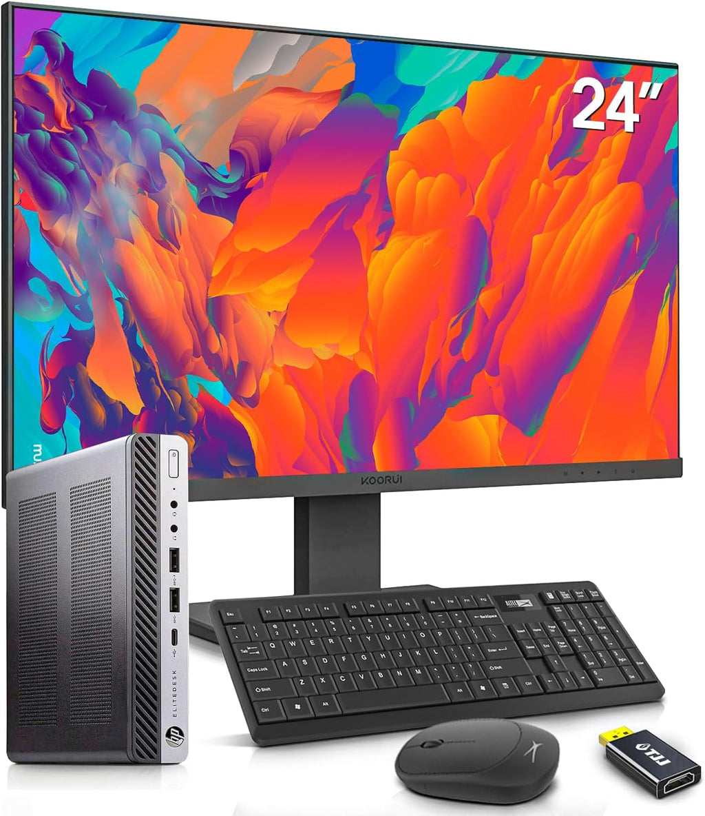 HP EliteDesk Mini Desktop Computer with 24 inch Monitor Bundle,Intel i7-6700 AX210 Wi-Fi 6e,Bluetooth 5.2,32GB RAM,New NVMe 1TB SSD, Wireless Keyboard & Mouse,Windows 11 (Renewed)