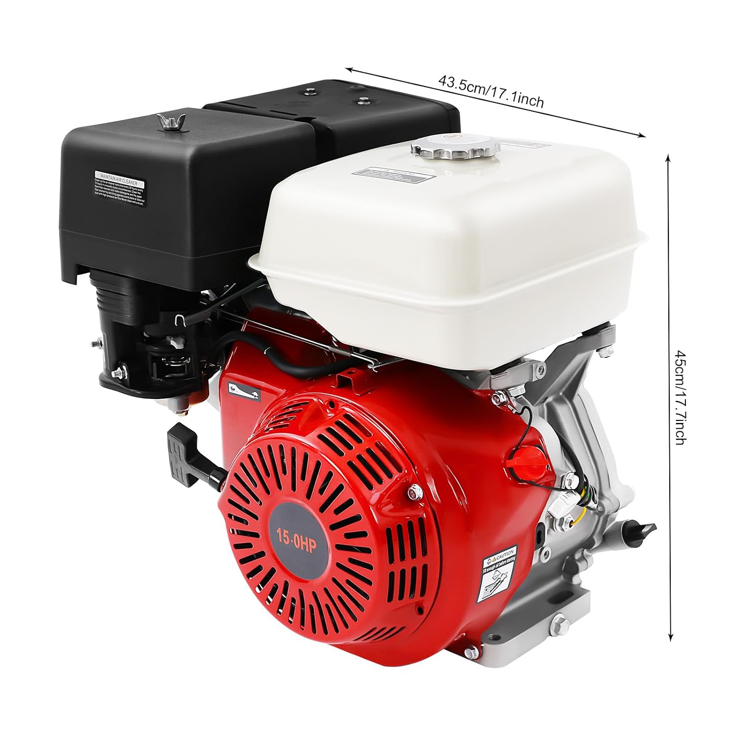 420CC Gasoline Powered Go Kart Motor, 15HP 4-Stroke Gas Engine OHV Horizontal Go Kart Motor 3000-3600RPM Mini Bike Engine with Recoil Start and Air Cooling for Water Pumps Vibrators Generators