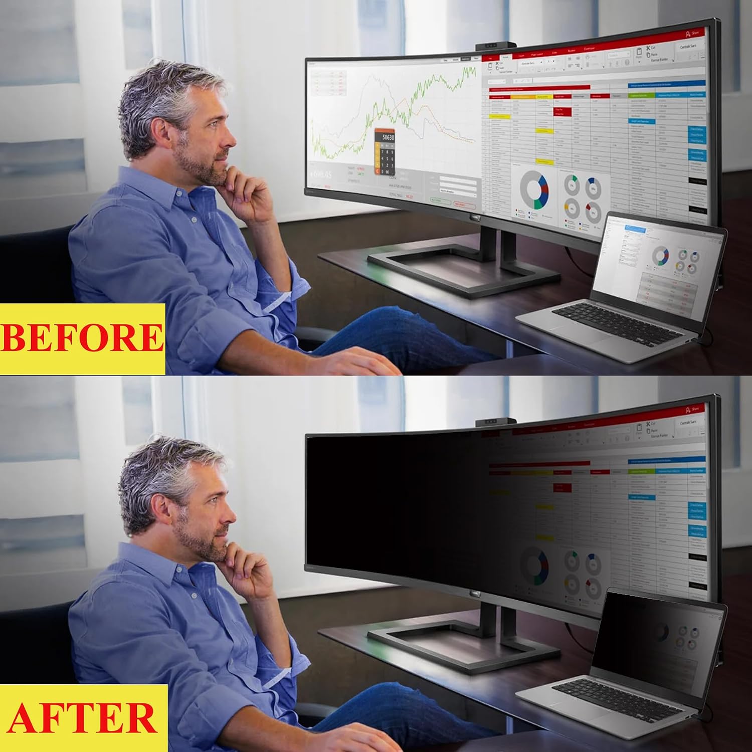 38 Inch Privacy Screen Filter for 21:9 Ultrawide Curved Monitor | Privacy Shield | Anti-Glare | Anti-Blue light Protector | Anti Spy | Computer Security Private Filter
