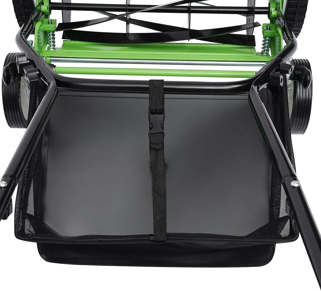 16 Inch 5-Blade Push Reel Lawn Mower with Grass Catcher Manual Push Mower with Adjustable Cutting Height 2.5 Inch Max, 4 Wheels Reel Mower for Small Yards Lawn Area (16 Inch)
