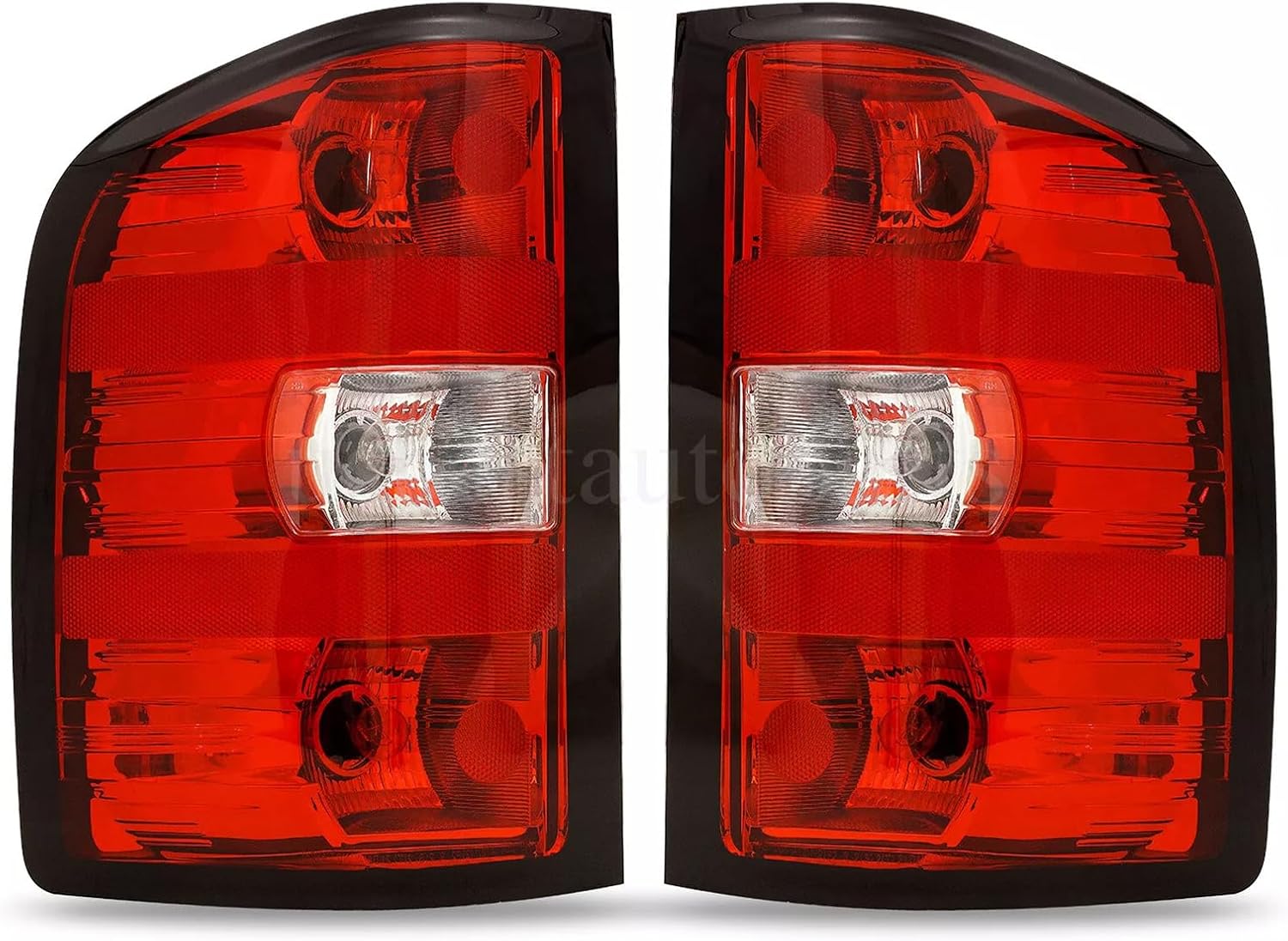 Headlights Tail Lights Combo Compatible with 2007-2013 Chevy Silverado 1500,2007-2014 Chevrolet Silverado 2500HD 3500HD Replacement Head lights Rear Brake Lamp Assembly, Black Housing Clear Lens