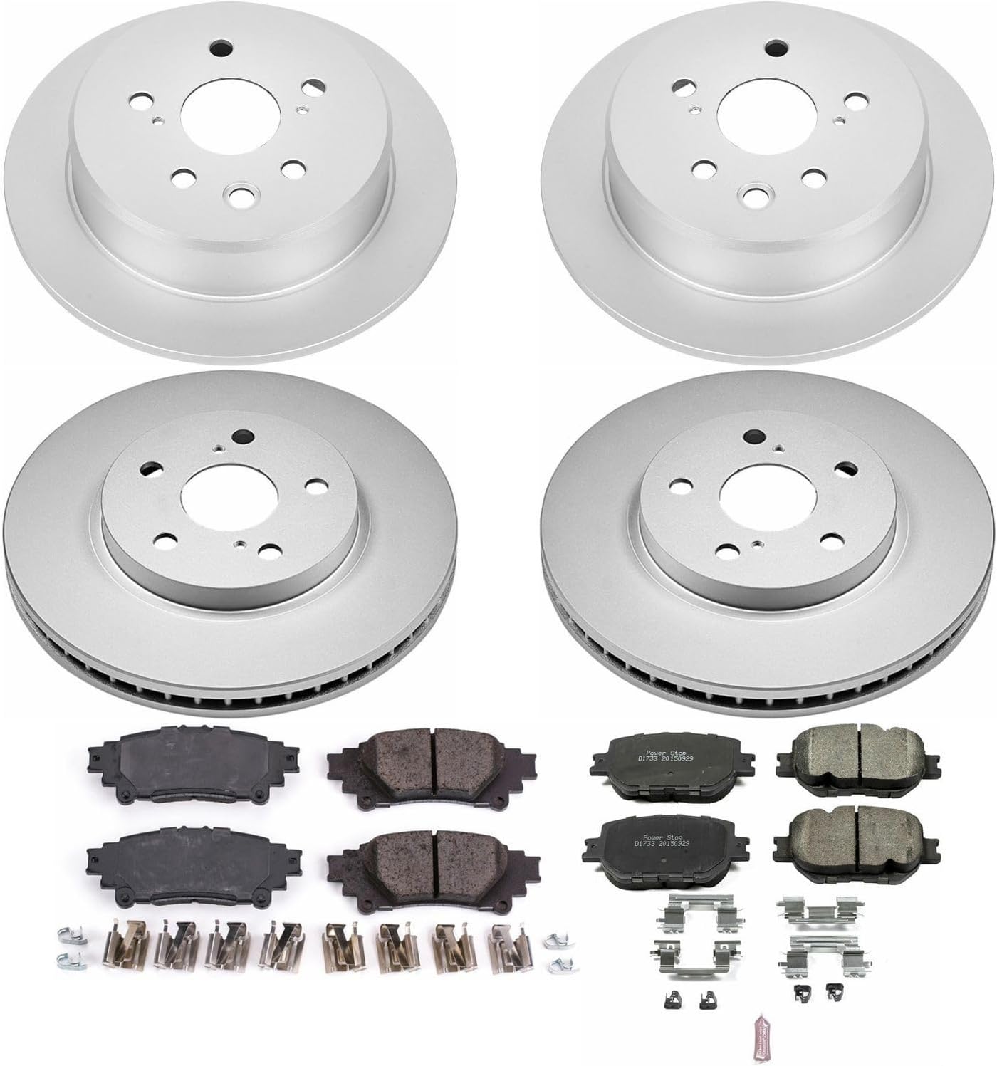 PowerStop Front and Rear Brake Kit for Lexus IS250 2014-15 - Fully-Coated Disc Rotors with Z17 Ceramic Brake Pads Replacement, CRK6989