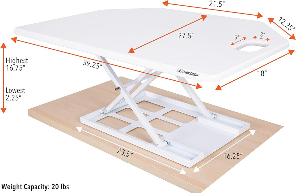 Stand Steady X-Elite Pro | Premier Corner Standing Desk Converter | Extra Large 40 Inch Sit to Stand Workstation | Height Adjustable for Cubicles and L-Shaped Desks (27.25' L x 39.25' W)