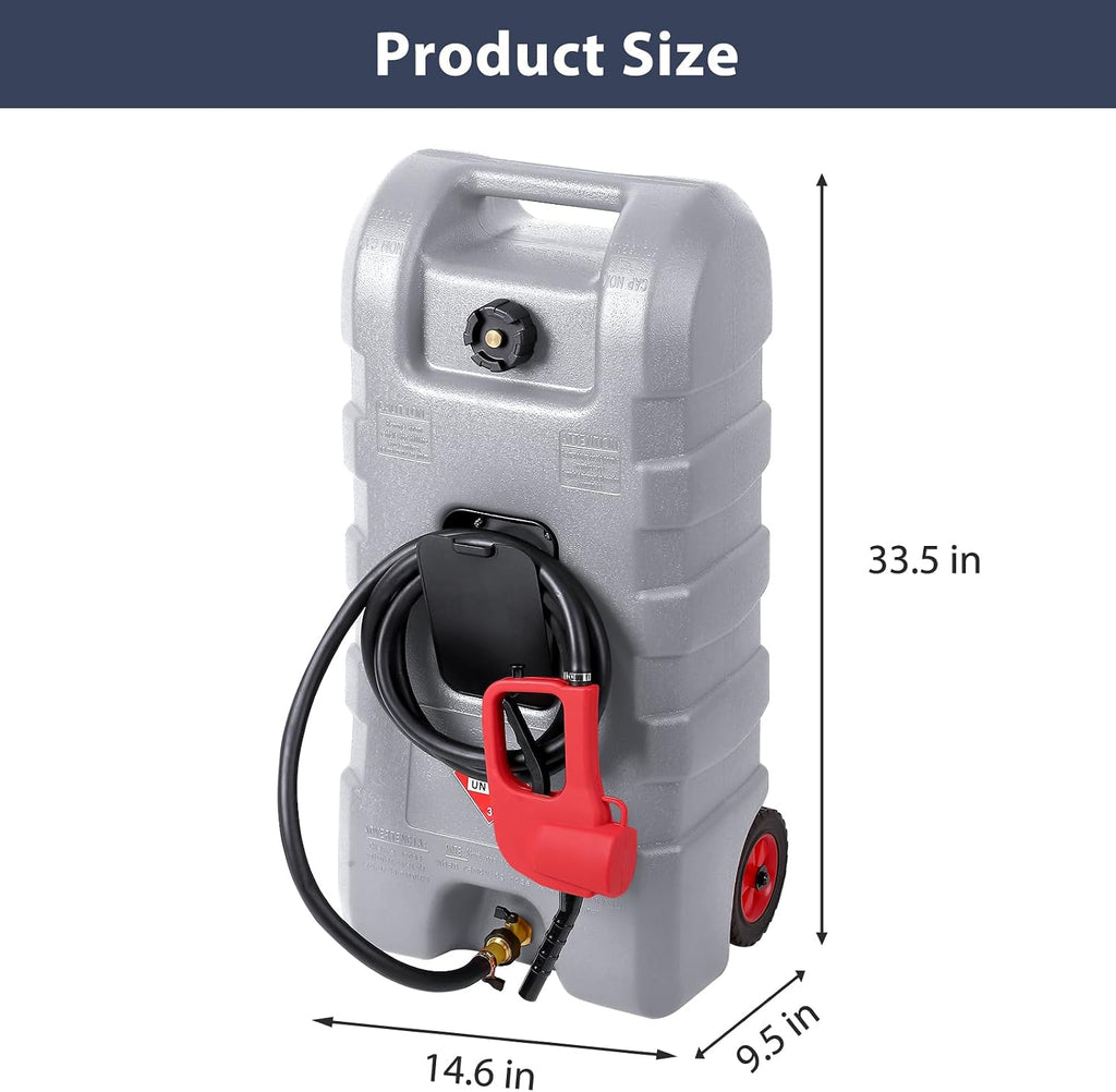Portable Gas Fuel Tank 15 Gallon W/Casters,Portable Fuel Tank With Fluid Transfer Siphon Pump&10ft Delivery Hose,Diesel Storage Can On-Wheels for Cars, Lawn Mowers,Boats,Container Caddy Can