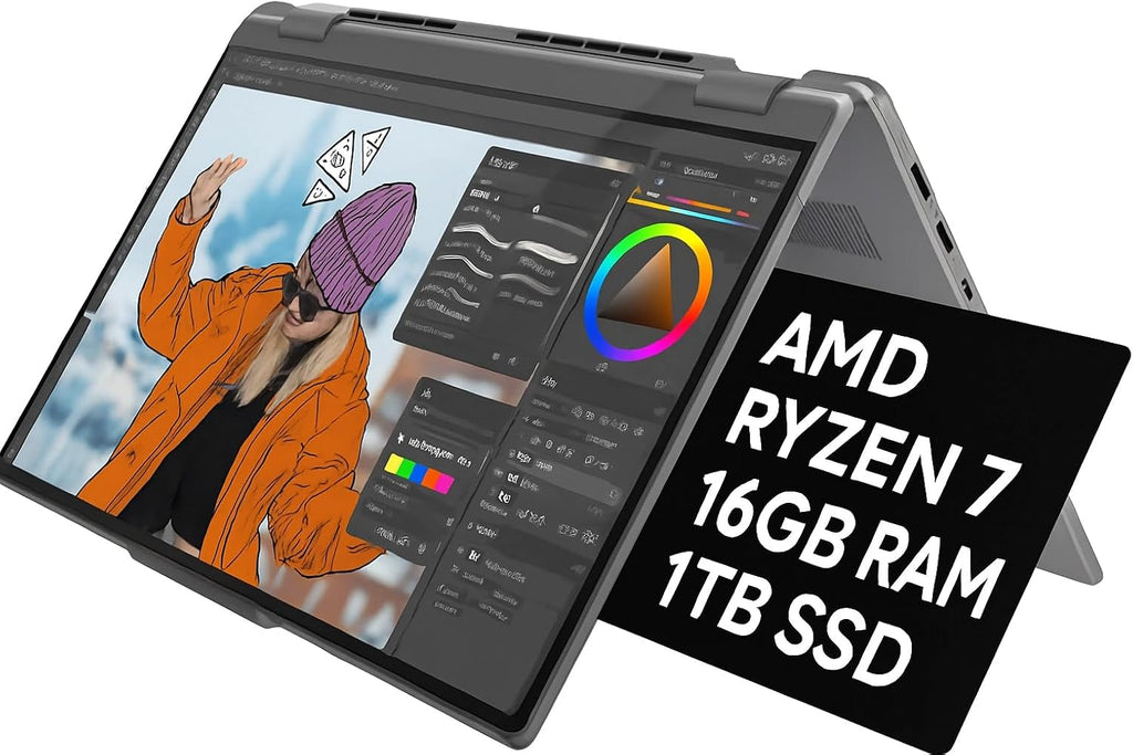 Lenovo Yoga 7 2-in-1 Lightweight Performance Laptop 16' 2K Touchscreen, AMD Ryzen 7 8840HS, 16GB RAM, 1TB SSD, Wi-Fi 6E, Bluetooth 5.3, Windows 11 Home with GalliumPi Accs.