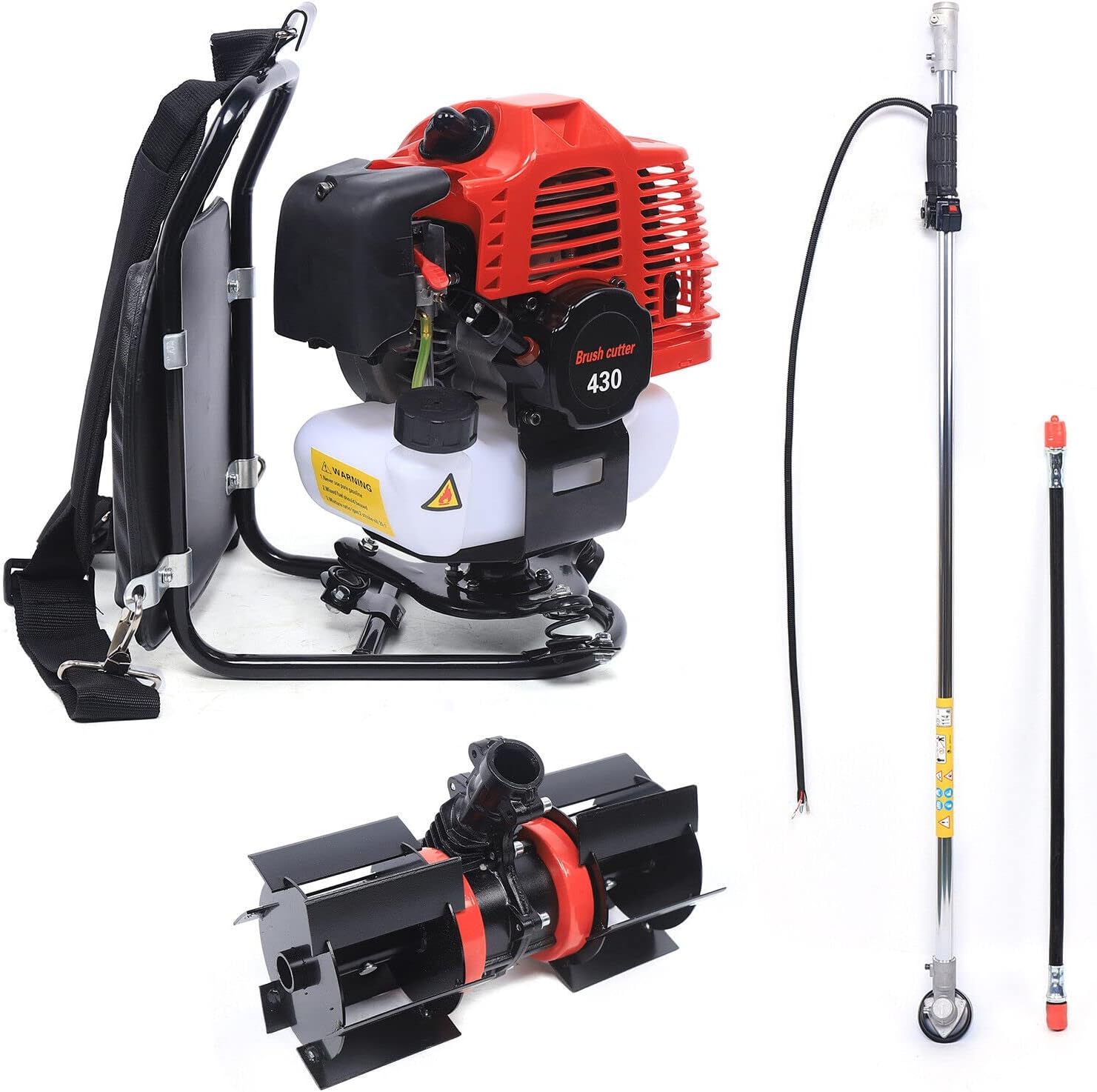 3 in 1 43CC 2 Stroke Backpack Gas Garden Brush Cutter Grass Trimmer Lawn Mower 1250W 3200rpm, for Shrub Harvesting and Cleaning, Weed Harvesting, Landscaping