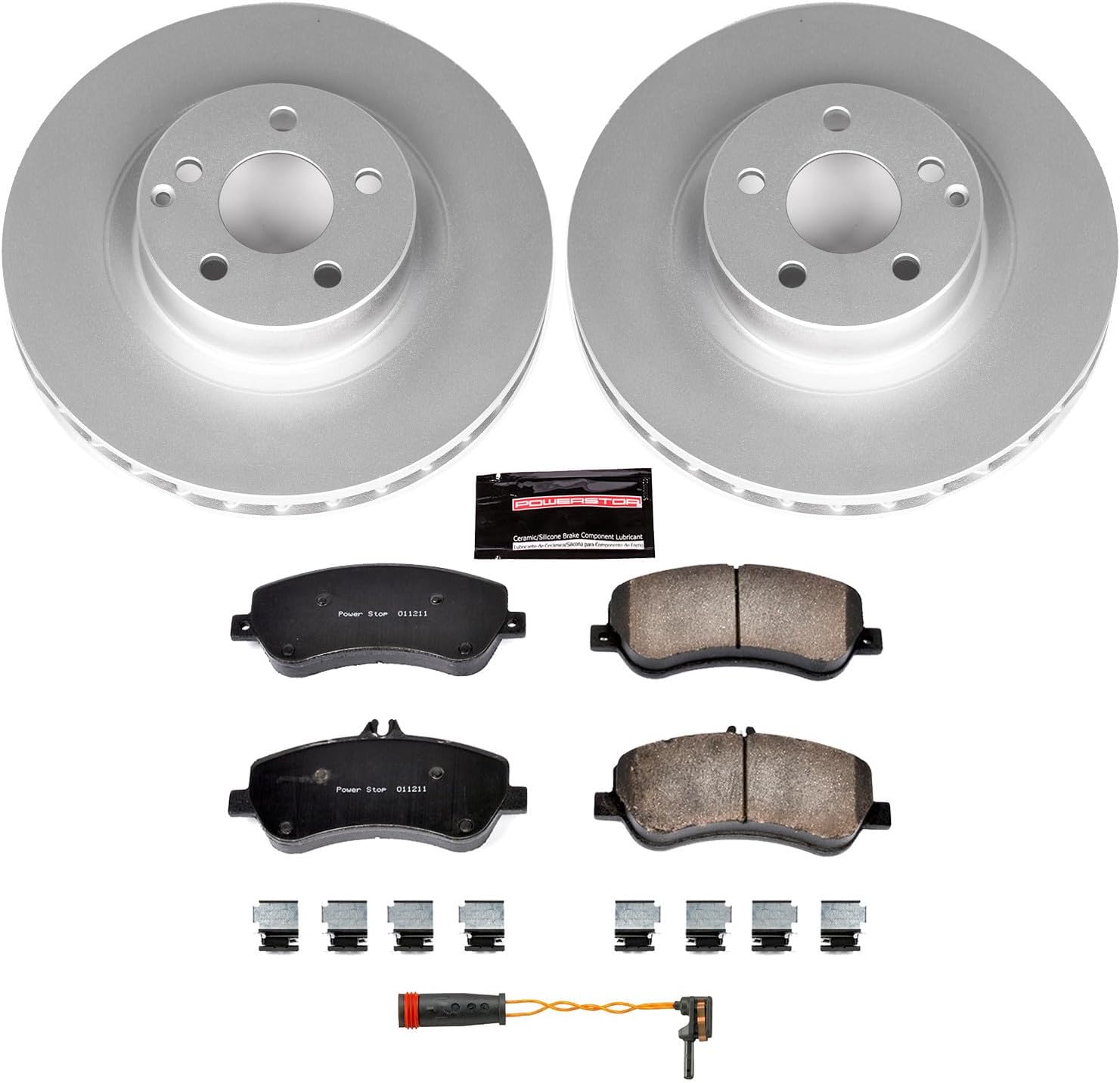 PowerStop Front Brake Kit for Mercedes-Benz GLK250 2013-15 | Mercedes-Benz GLK350 2010-15 - Fully-Coated Disc Rotors with Z23 Carbon-Fiber Ceramic Brake Pads Upgrade, CRK6603