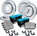 R1 Concepts Front and Rear Brake Kit Fits 2007-2020 Cadillac Escalade, Chevrolet Tahoe, GMC Yukon| Ceramic Pads, Drilled Slotted Rotors| Hardware| 13.0' Front & 13.6' Rear