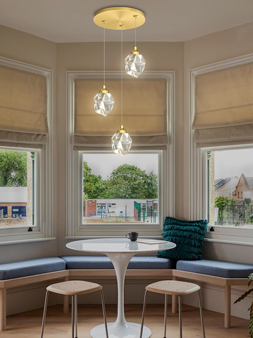 Gold Pendant Light Dimmable LED 3-Light Modern Pendant Light Kitchen Island Dining Room Bar