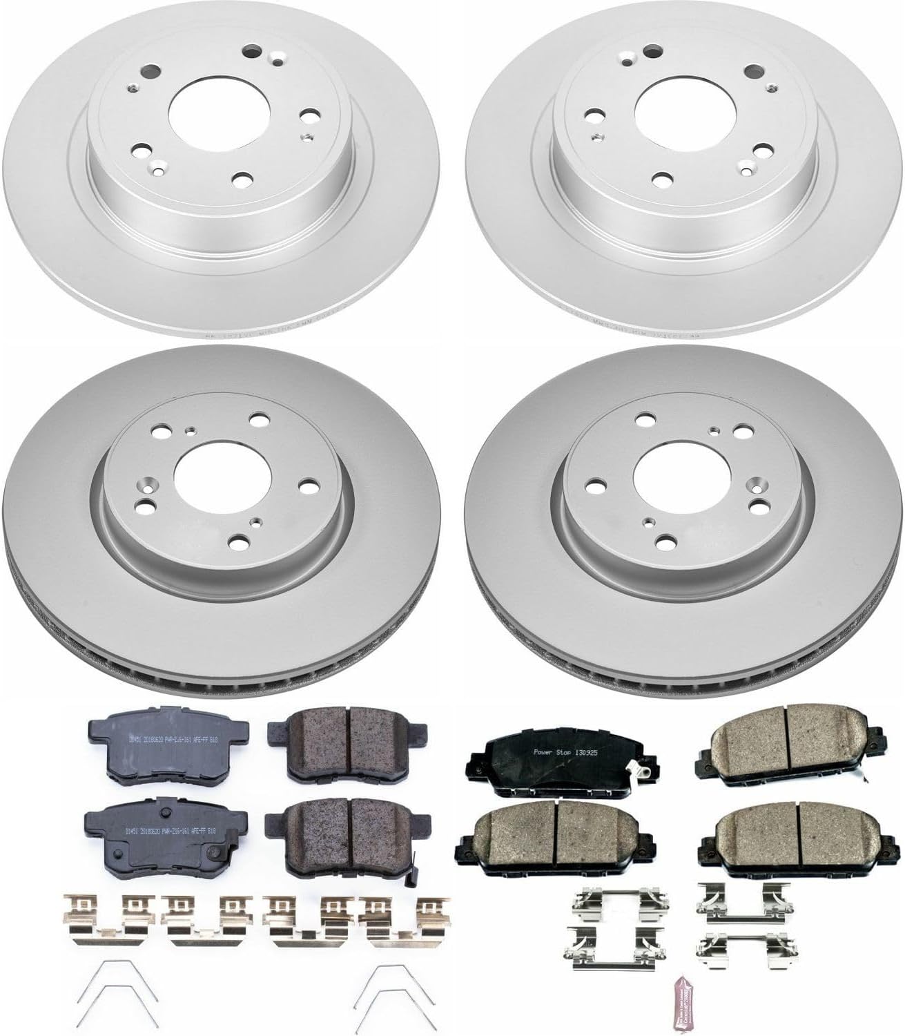 PowerStop Front and Rear Brake Kit for Honda Accord 2013-17 - Fully-Coated Disc Rotors with Z17 Ceramic Brake Pads Replacement, CRK6516