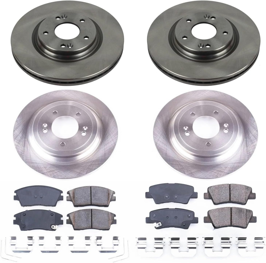 PowerStop Front and Rear Brake Kit for Hyundai Tucson 2019-21 | Kia Sportage 2017-22 - Z17 Ceramic Brake Pads & Disc Rotors Replacement, KOE8010