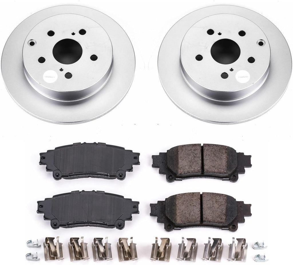 PowerStop Rear Brake Kit for Toyota Mirai 2016-19 | Toyota Prius V 2012-17 - Fully-Coated Disc Rotors with Z17 Ceramic Brake Pads Replacement, CRK6099
