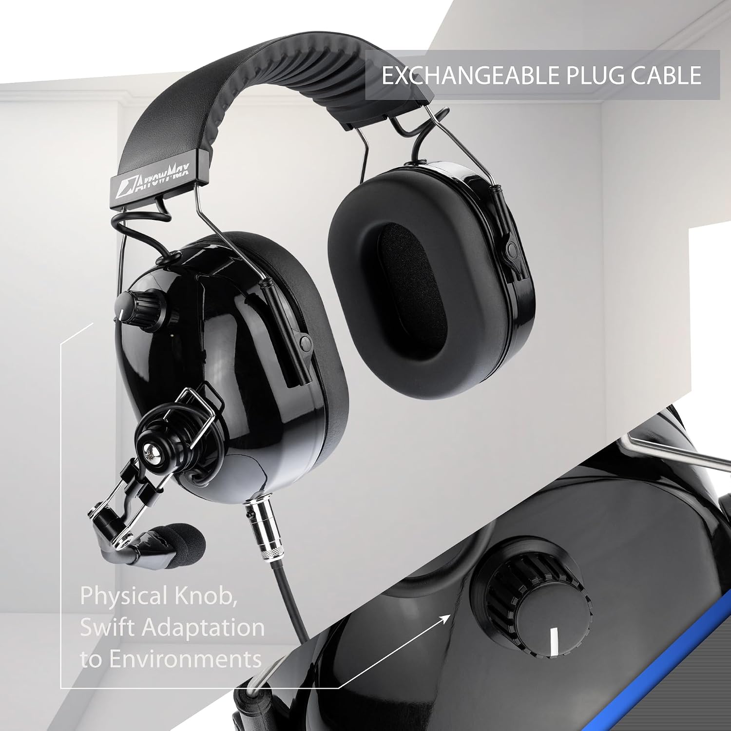 Arrowmax AHDH0042-BK-M1 Over The Head Noise Cancelling Headphone Compatible with Motorola CP200D CP100D R2 DEP450 BPR40D CP200 CP185 BPR40 Yaesu FT-65 FT-25 FT-4X/V XiR P3688
