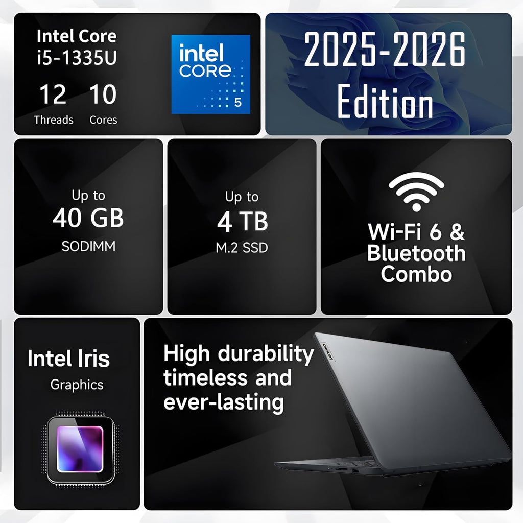 Lenovo New 15.6' Ideapad Touchscreen Business and Student Laptop, 10-Core Intel Core i5-1335U(Outperforms i7-1255U), 16GB RAM, 2TB SSD, Ultra Slim Design, Long Battery Life, Windows 11 w/o Earbuds