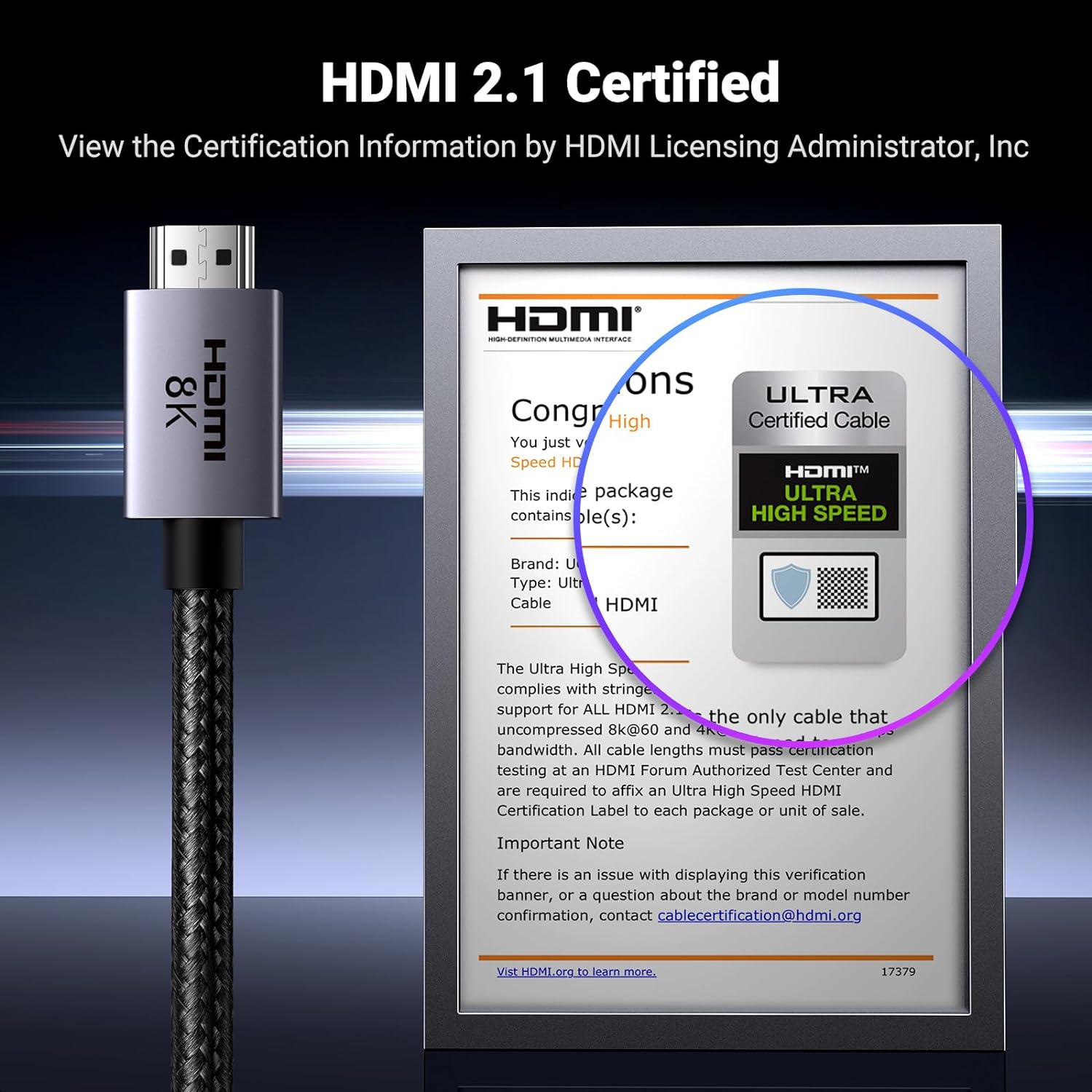 UGREEN HDMI KVM Switch 8K@60Hz Bundle with HDMI 2.1 Cable 48Gbps 6.6FT