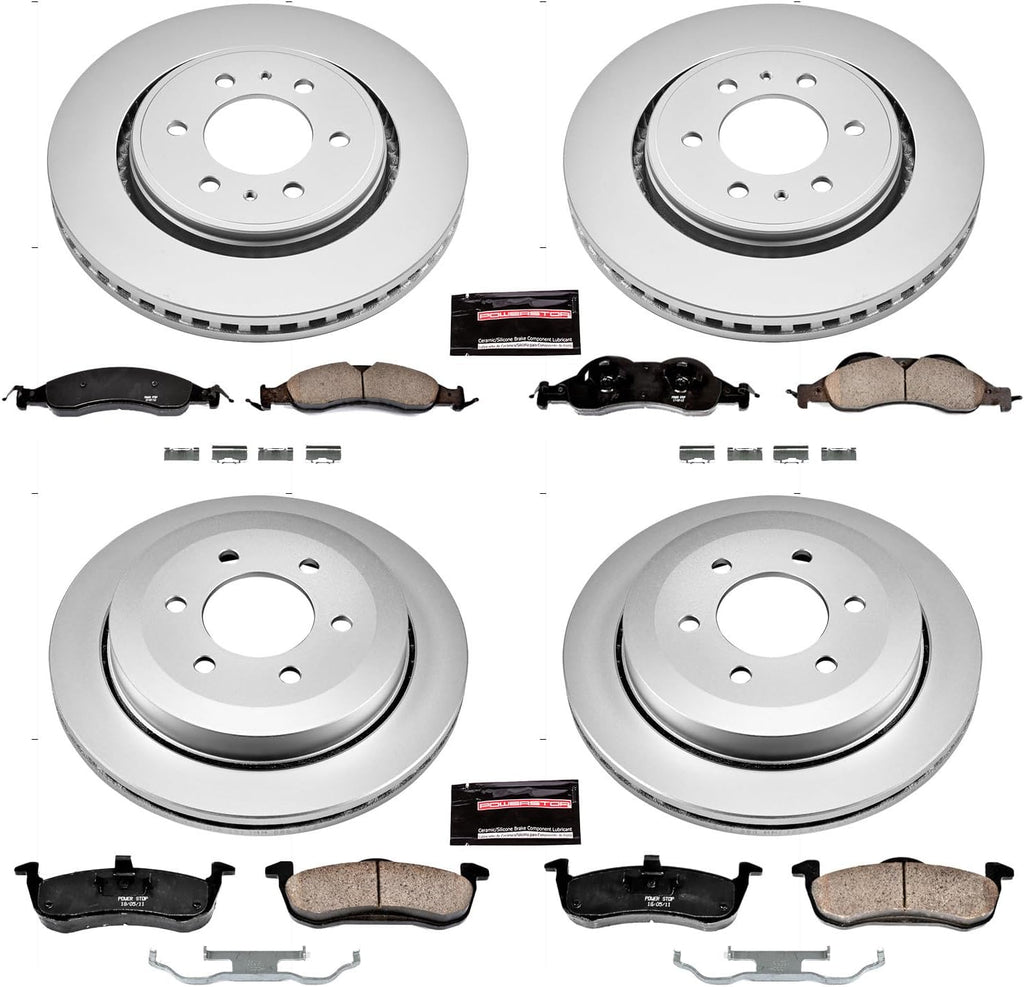PowerStop Front and Rear Brake Kit for Ford Expedition 2007-09 | Lincoln Navigator 2007-09 - Fully-Coated Disc Rotors with Z17 Ceramic Brake Pads Replacement, CRK4109