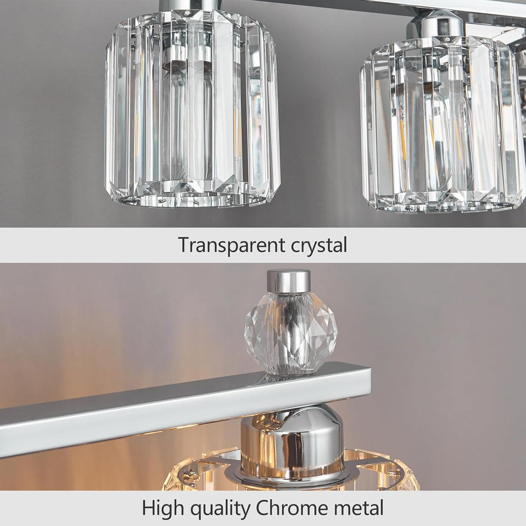 Bathroom Vanity Lights 6-Light Chrome Modern Crystal Vanity Light Fixtures Over Mirror Crystal Bathroom Vanity Lighting Fixtures